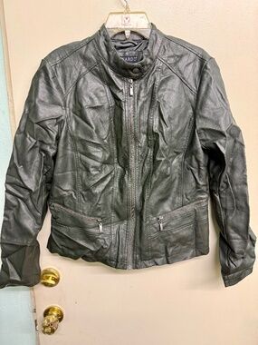 Bernardo Charcoal Green Faux Leather Jacket